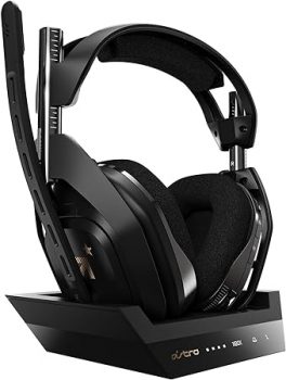 ASTRO Gaming A50, Wireless Gaming-Headset mit Ladestation, Dolby Audio, Game/Voice Balance Control, 2,4 GHz Kabellos, 9m Reichweite, für Xbox Series X|S, Xbox One, PC, Mac - Schwarz/Gold