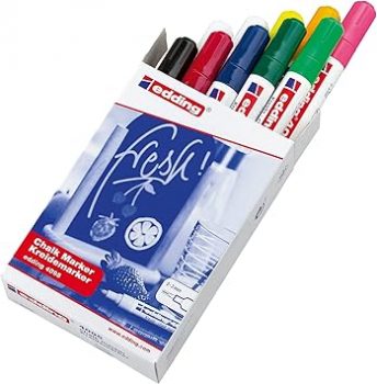 edding 4095 marcador de tiza - surtido - 10 rotuladores de tiza - punta redonda 2-3 mm - rotuladores para cristal borrables - para pizarras, vidrio y espejos - tiza líquida de cobertura opaca