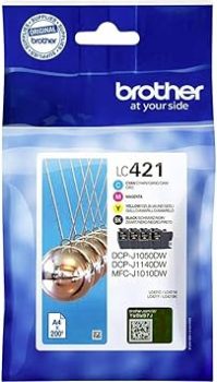Brother LC421VAL Pack de 4 colores de cartuchos originales de tinta para las impresoras MFCJ1010DW y DCPJ1050DW