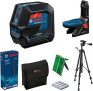 Bosch Professional Kreuzlinienlaser GCL 2-50 G (grüner Laser, Innenbereich, Halterung RM 10, Stativ BT 150, sichtbarer Arbeitsbereich: bis 15 m, 4x AA-Batterie, in Kartonschachtel)