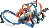 Hot Wheels Autorennbahn Korkenzieher, mit motorisierten Beschleunigern, 3 Looping Tracks und Kurven, inkl. 1 Spielzeugauto, Auto Spielzeug, Spielzeug ab 5 Jahre, FTB65